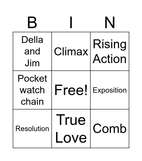 The Gift of Magi Bingo Card