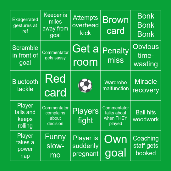 Football Match Bingo Card