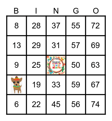 Cinco De Mayo Bingo Card
