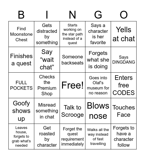 Rachels DDV Grind Bingo Card