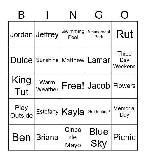 MAY Bingo Card