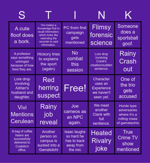 Polaris University Ep 3 Bingo Card
