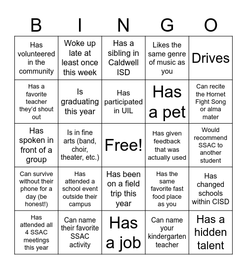 Untitled Bingo Card