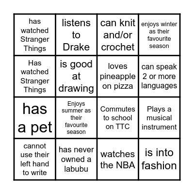 Find someone who... Bingo Card