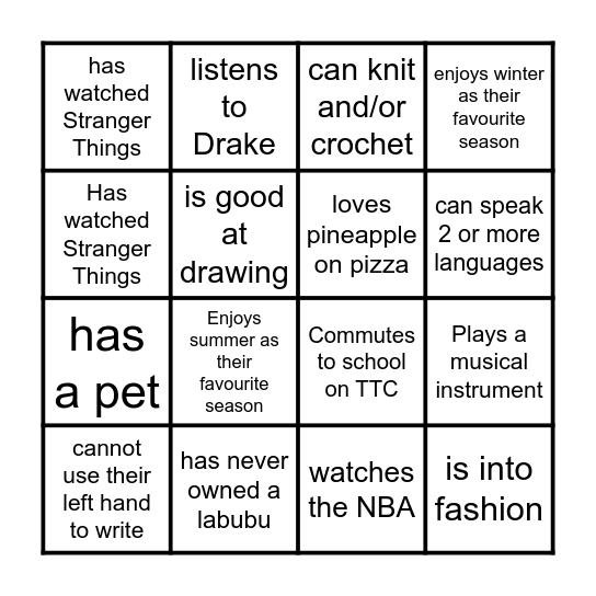 Find someone who... Bingo Card