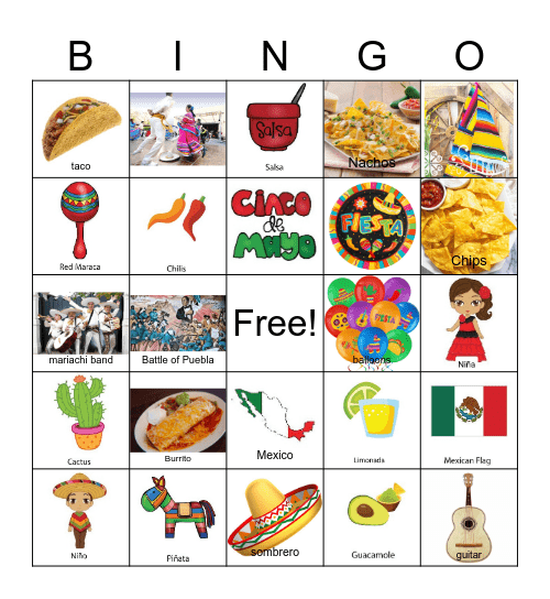 Cinco de Mayo Bingo Card