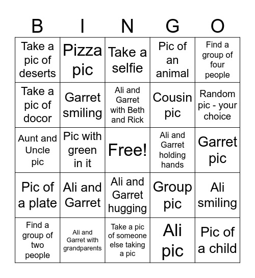 Picture Bingo! Bingo Card