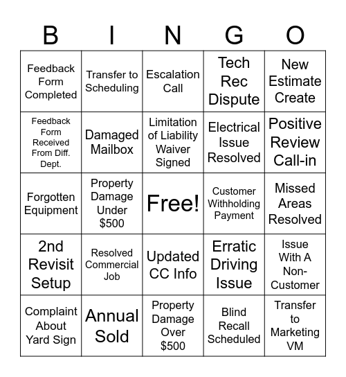 PPW C.S. Bingo Card