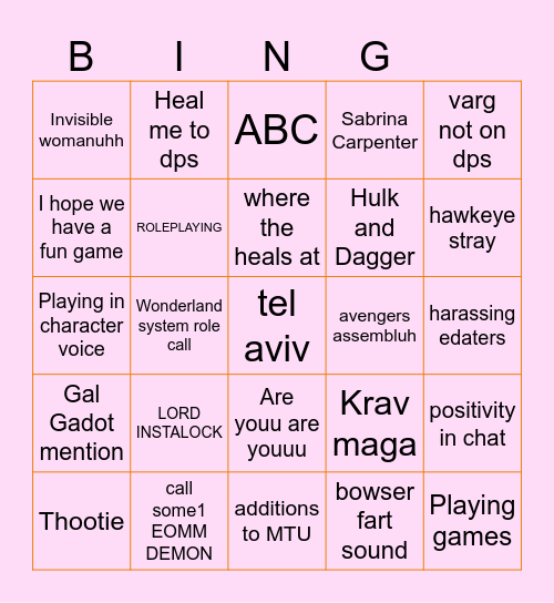 RIVALS BINGO Card