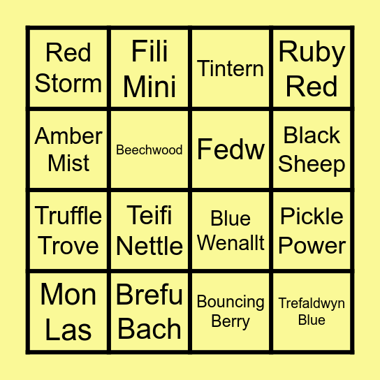 CHEESE BINGO Card