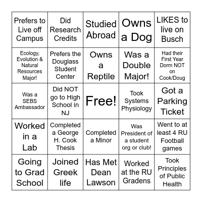 SEBS Bingo Card