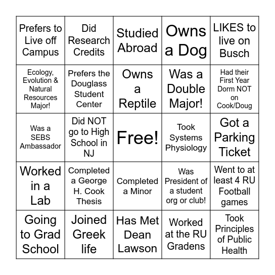 SEBS Bingo Card
