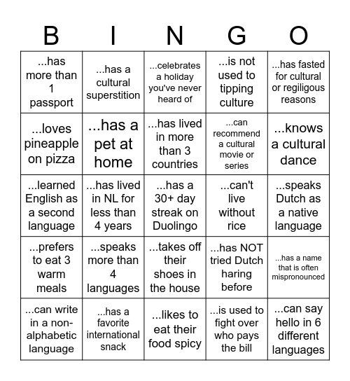 Find someone who... Bingo Card