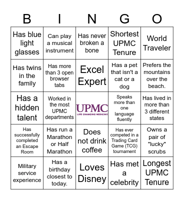 People Bingo Card