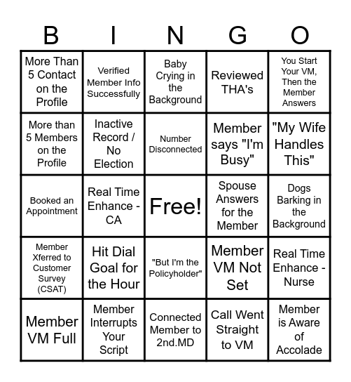 Outreach Chaos Bingo Card