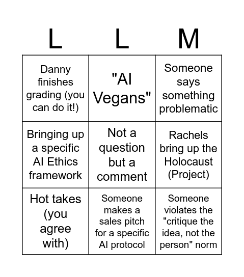 LLM-ingo! Bingo Card