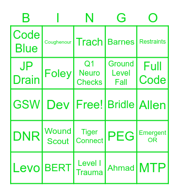 Nurses Week Bingo Card