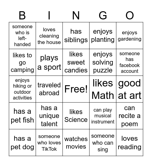 HUMAN BINGO Card