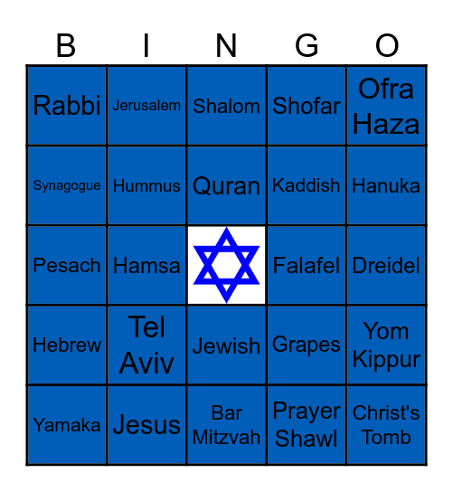 Israel Bingo Card