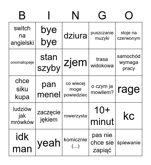 binglosowka Bingo Card
