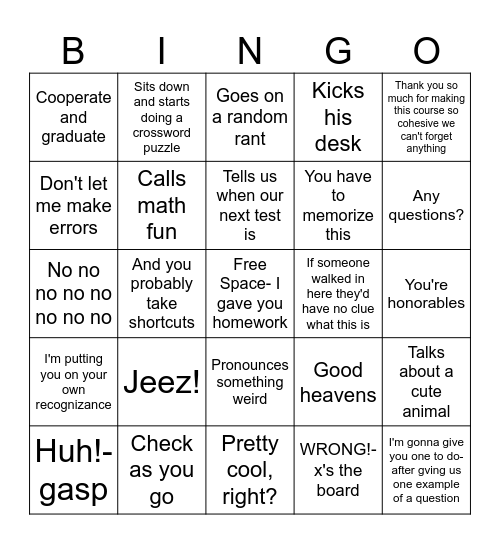 Lanahan Bingo Card