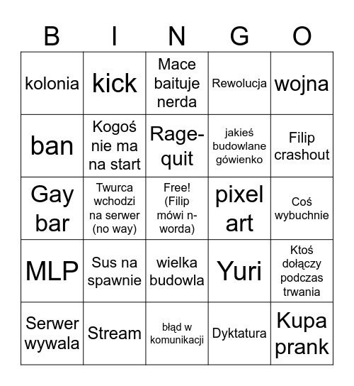 BSMP 7 Bingo Card