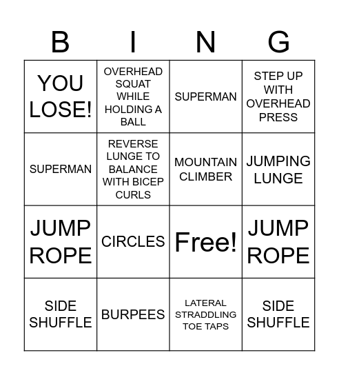 The PATHFIT Challenge Bingo Card