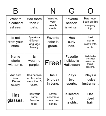 Find Someone Who/Who's.. Bingo Card