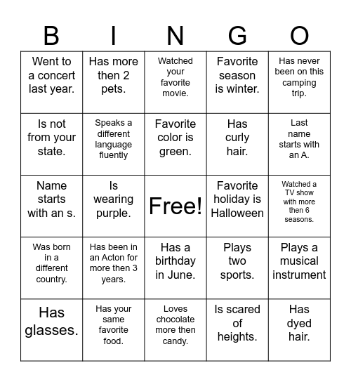 Find Someone Who/Who's.. Bingo Card