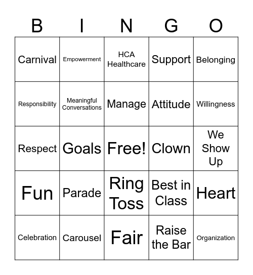 Employee Engagement/Country Fair BINGO Card