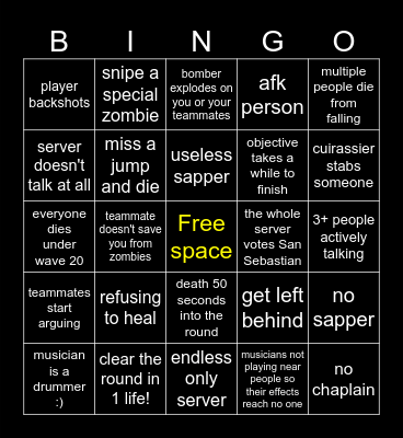 guts black powder bingo Card