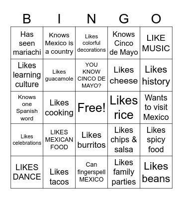 ASL Cinco de Mayo Bingo Card