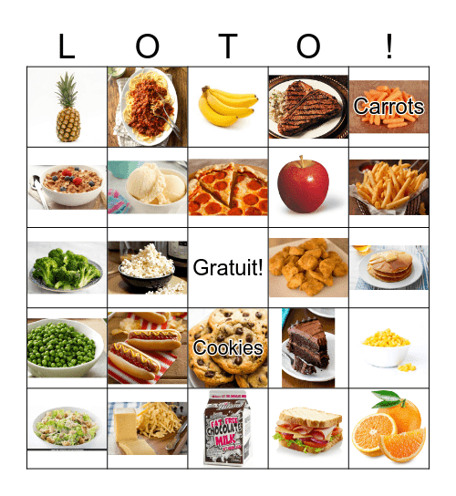 Food Bingo Card