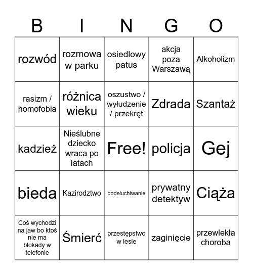 Ukryta Prawda Bingo Card