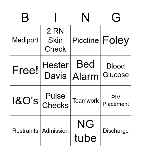 2026 Nurse's Week Bingo Card