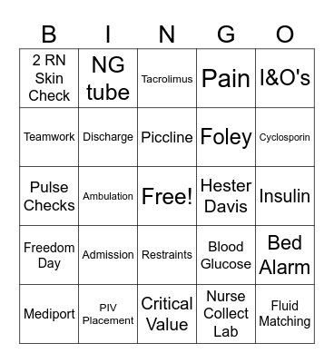 2026 Nurse's Week Bingo Card