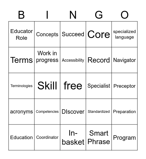 BINGO Nurses edition Bingo Card