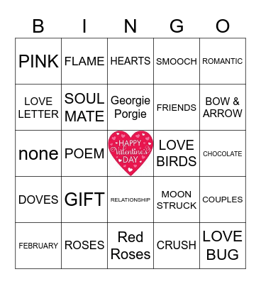 CCHA PRE-VALENTINE'S DAY BINGO Card