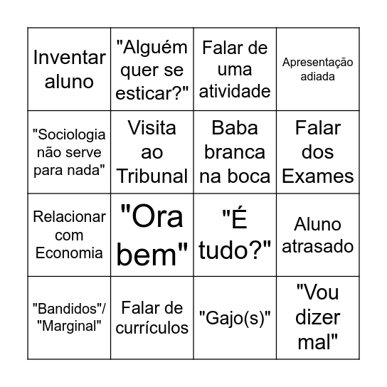 Sociologia #2 Bingo Card