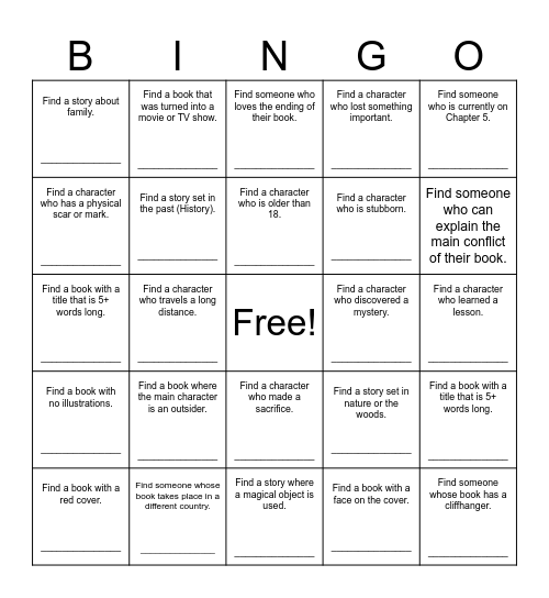 Book Bingo Card