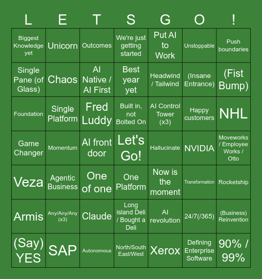 Bill McDermott Keynote Bingo Card