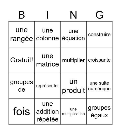 Bingo: Multiplication/Add.répétée Bingo Card
