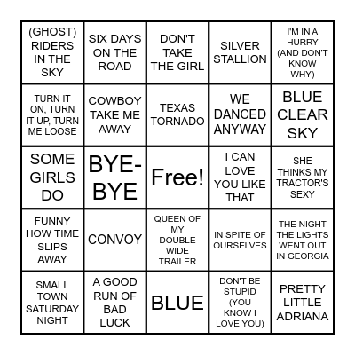90s COUNTRY Bingo Card