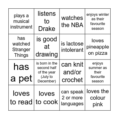 Find someone who... Bingo Card