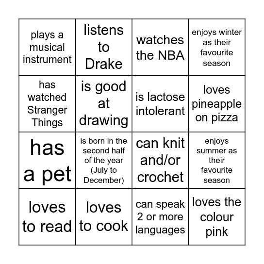 Find someone who... Bingo Card