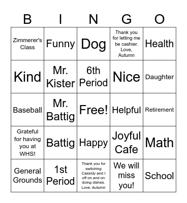 BATTIG BINGO! Bingo Card