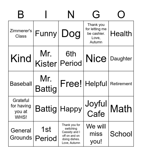 BATTIG BINGO! Bingo Card