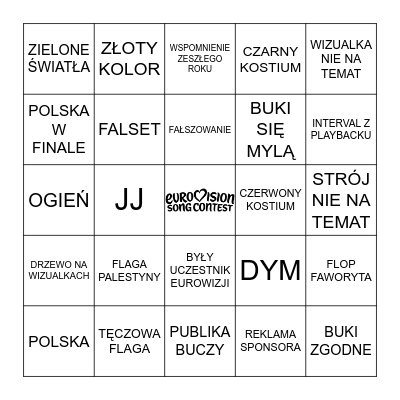 EUROVISION BINGO Card