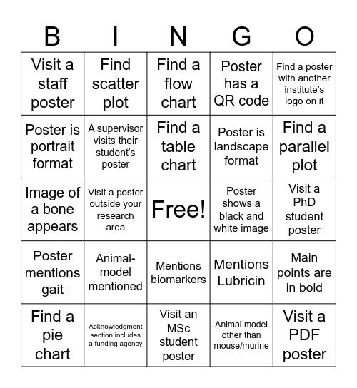 Research Poster  BINGO Card