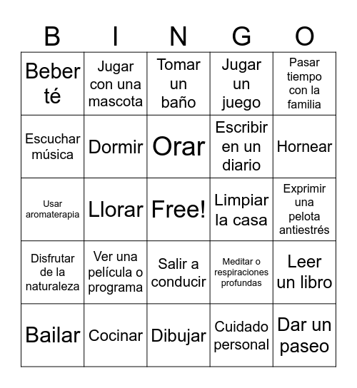Habilidades de afrontamiento Bingo Card